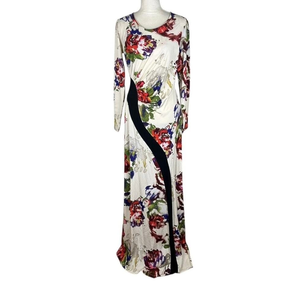 Roberto Cavalli Floral Gown Maxi Dress Romantic Couture Eveningwear Size XL